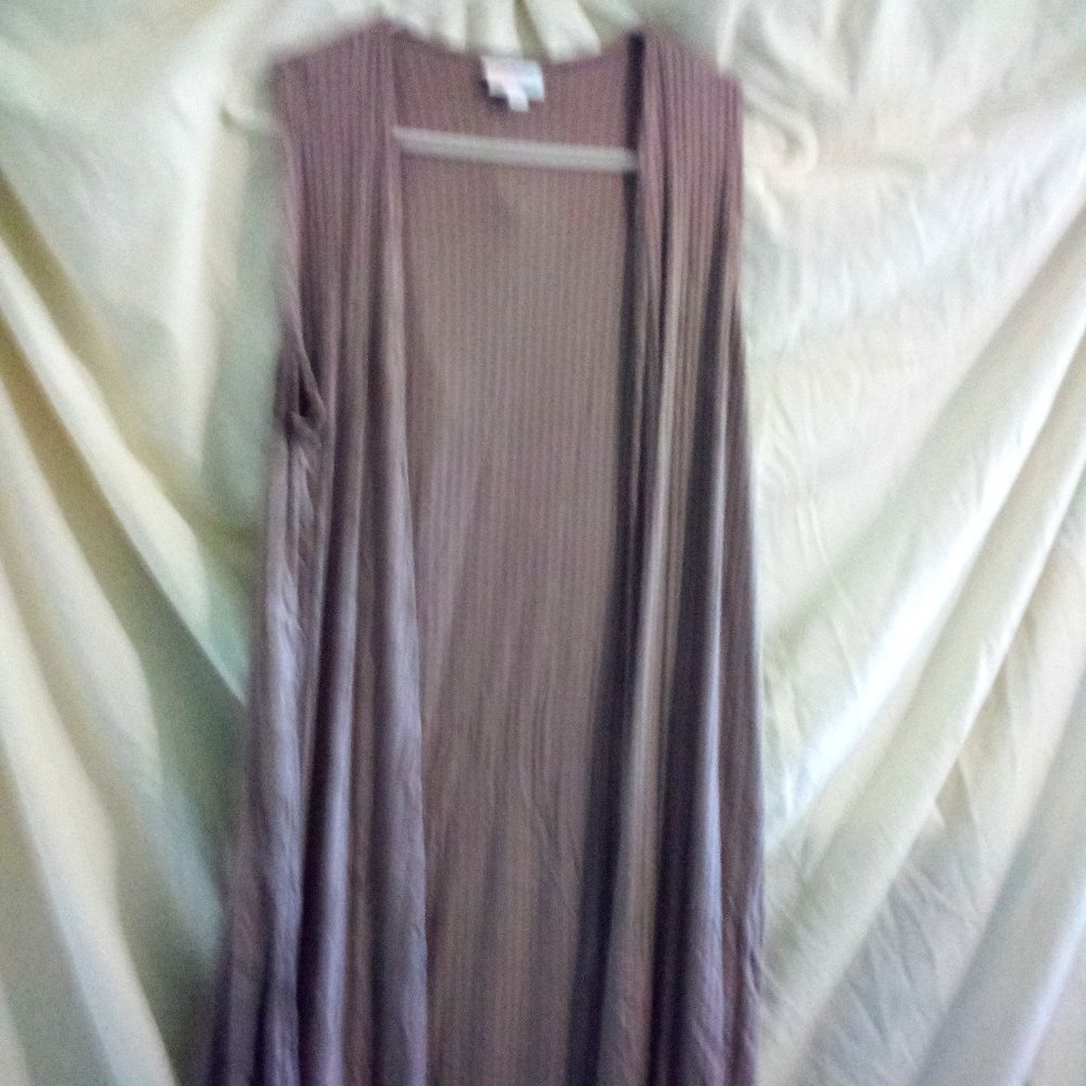 Lularoe Women Taupe Beige Long Side Slit Open Joy Vest Cardigan Size XS